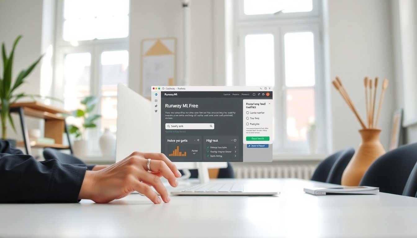 runway ml 무료 - step-by-step screenshot mockup of Runway ML free plan dashboard with text prompt input field, runway ml free usage guide