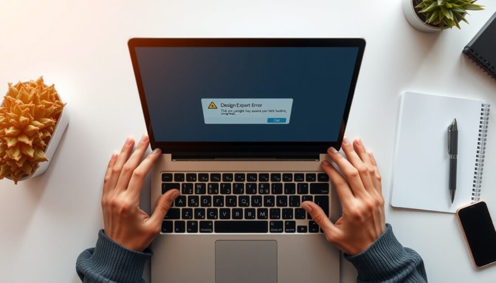 미리캔버스 PNG 다운로드 안됨 해결 - flat lay of laptop screen showing design export error on Miricanvas, PNG download troubleshooting concept, overhead view