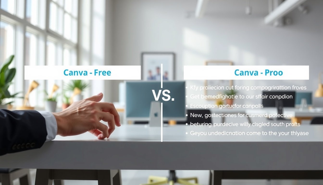 캔바 사용법 - comparison chart of Canva free vs Canva Pro features on a clean white background, Canva usage guide 2026