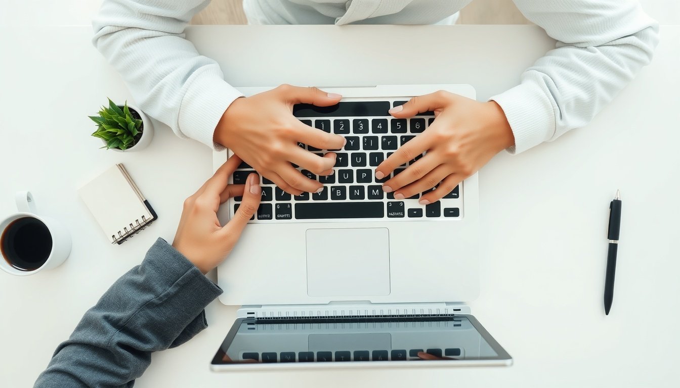 청년 창업 지원금 지원금 - flat lay of Korean young entrepreneur business plan notebook and laptop on white desk, youth startup support fund concept