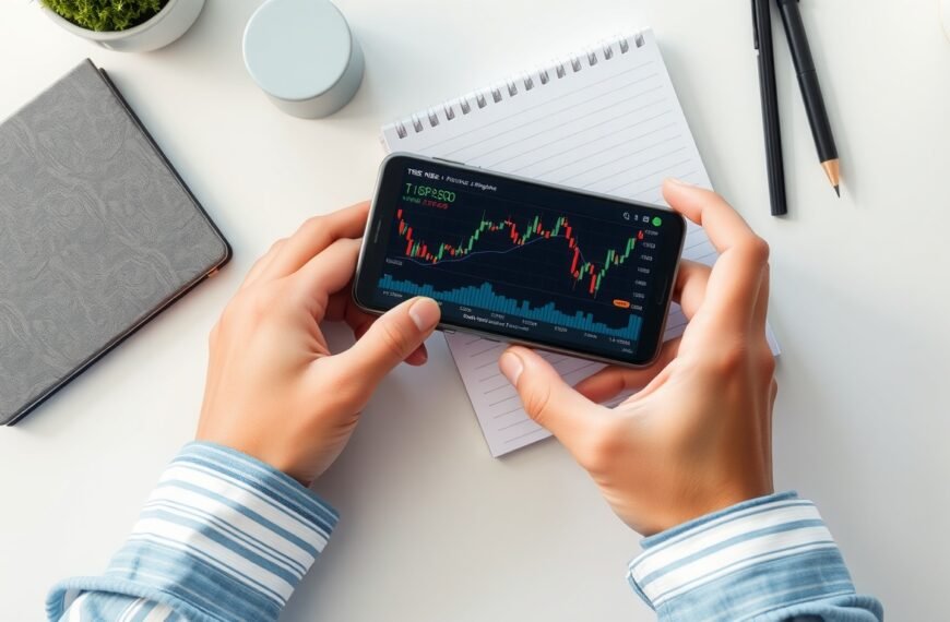 TIGER S&P500 - flat lay of smartphone showing stock chart and investment notebook on white desk, TIGER S&P500 ETF concept