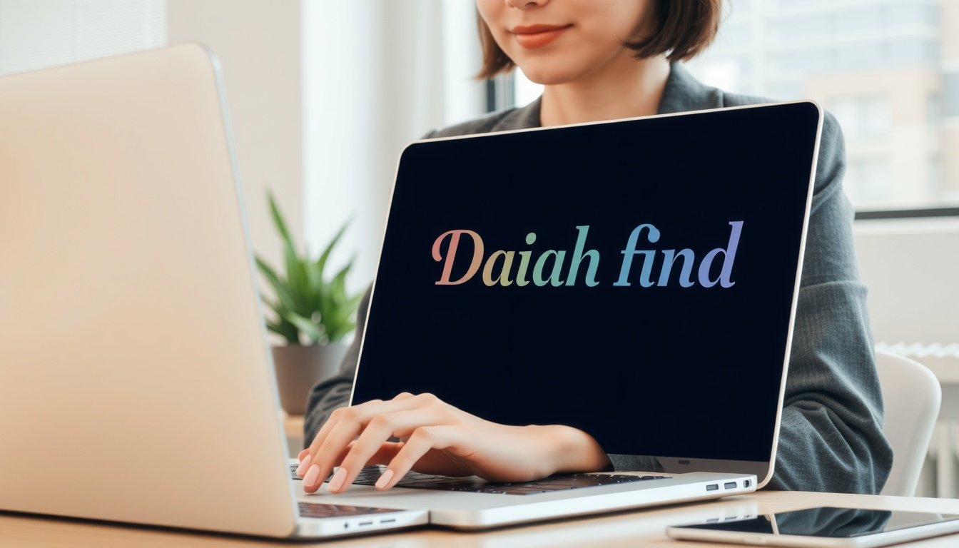 미리캔버스 가격 - Korean woman upper body shot with face visible, working on graphic design with Miricanvas on laptop at desk, natural hands, bright office background