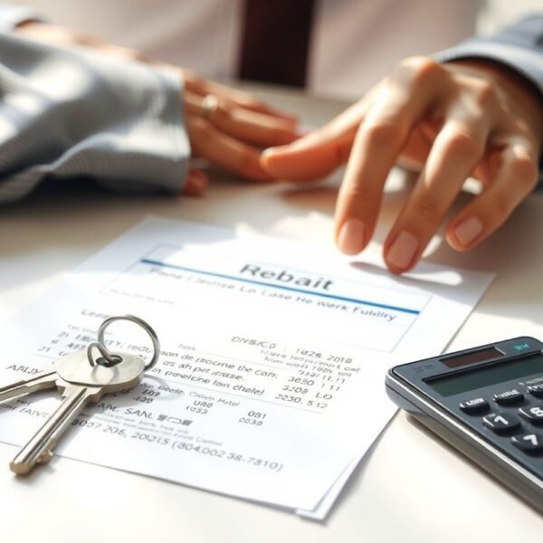 전세 대출 - flat lay of house key, loan documents, and calculator on white desk, Korea jeonse loan concept