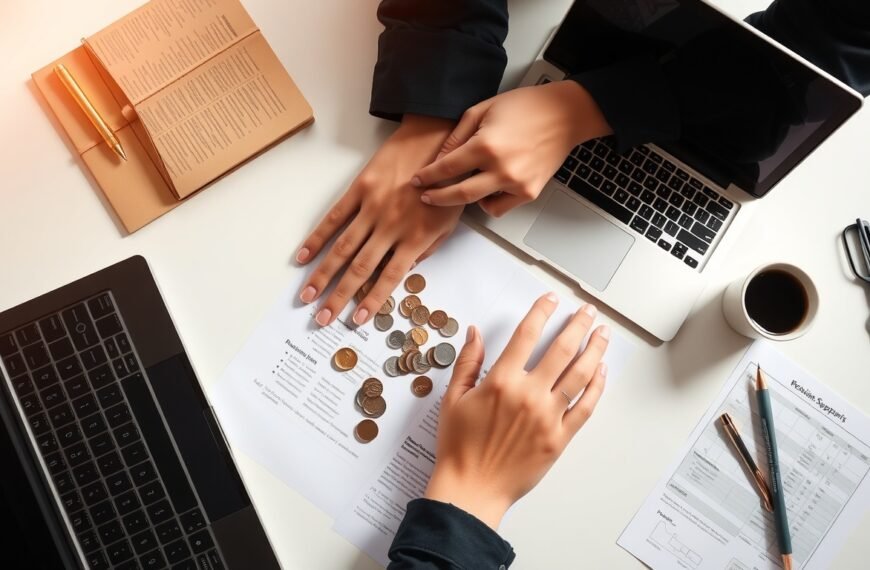 청년 창업 지원금 지원금 - flat lay of business plan documents, coins, and laptop on white desk, Korean youth startup support fund concept