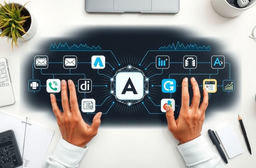 생성형 AI 종류 - flat lay of multiple AI app icons on a dark digital background, generative AI types comparison concept, overhead view