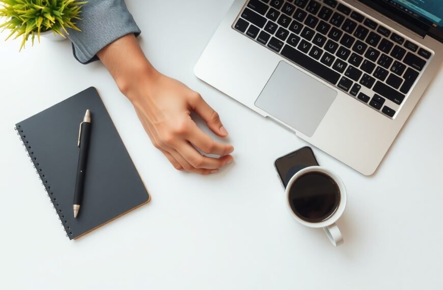 부업 추천 - flat lay of laptop, notebook, smartphone and coffee cup on white desk, side income and part-time job concept for Korean workers 2026