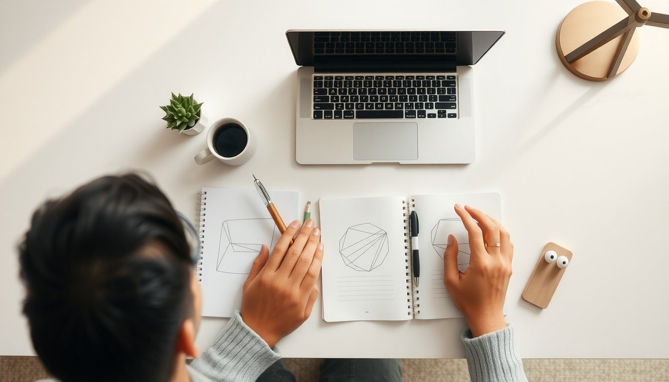 AI 코딩 - Korean man upper body shot with face visible, sitting at desk looking at AI coding interface on monitor, natural hands on keyboard, modern home office