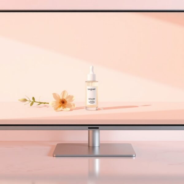 유튜브 썸네일 - flat lay of YouTube thumbnail design examples on a monitor screen, vibrant colors with high CTR concept