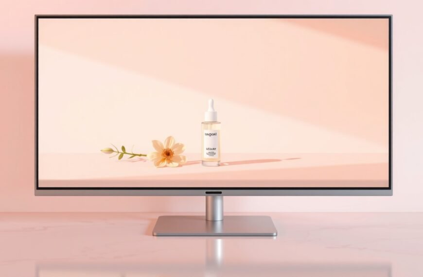 유튜브 썸네일 - flat lay of YouTube thumbnail design examples on a monitor screen, vibrant colors with high CTR concept