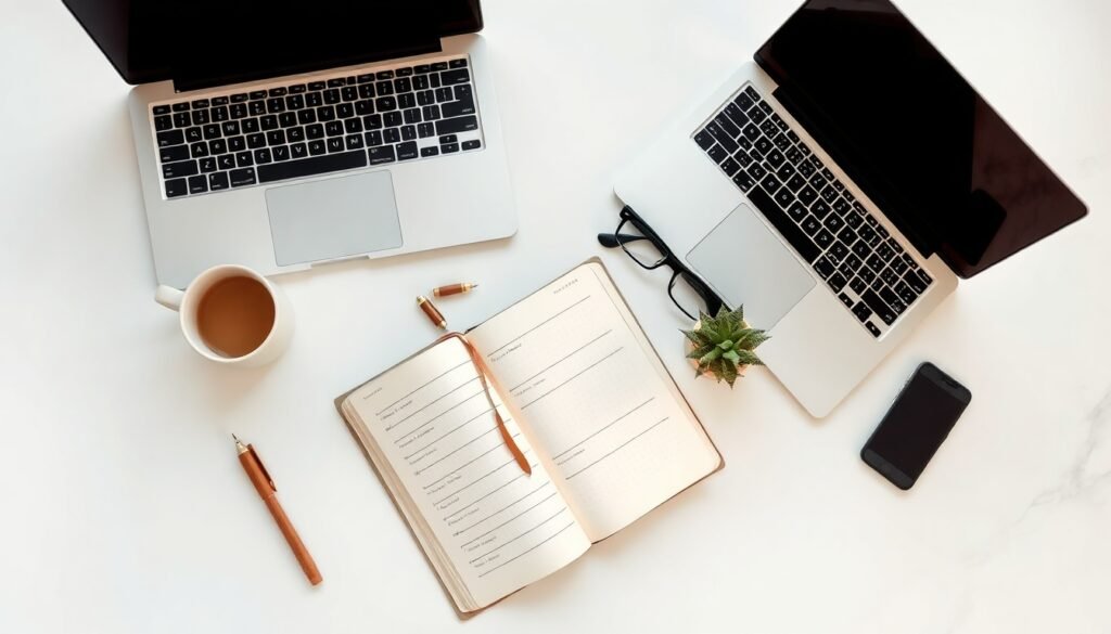 사업자 등록 - flat lay of business registration documents, laptop and pen on white desk, Korean business startup concept