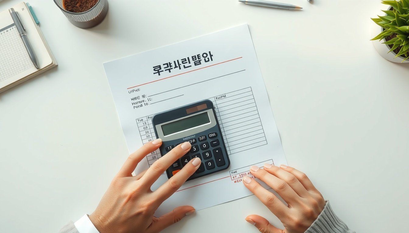 국민연금 - flat lay of pension savings document and calculator on white desk, national pension Korea concept