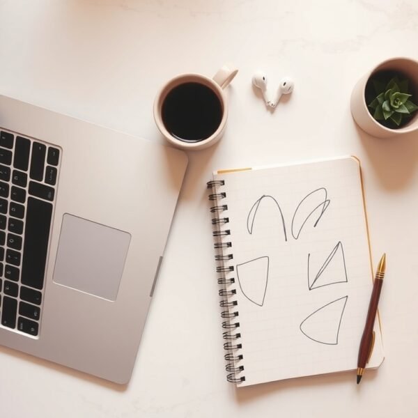 사이드 프로젝트 - flat lay of notebook laptop and smartphone on white desk, side project income strategy concept for Korean workers