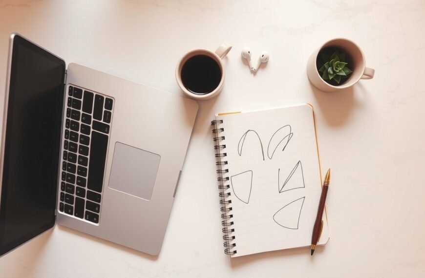 사이드 프로젝트 - flat lay of notebook laptop and smartphone on white desk, side project income strategy concept for Korean workers