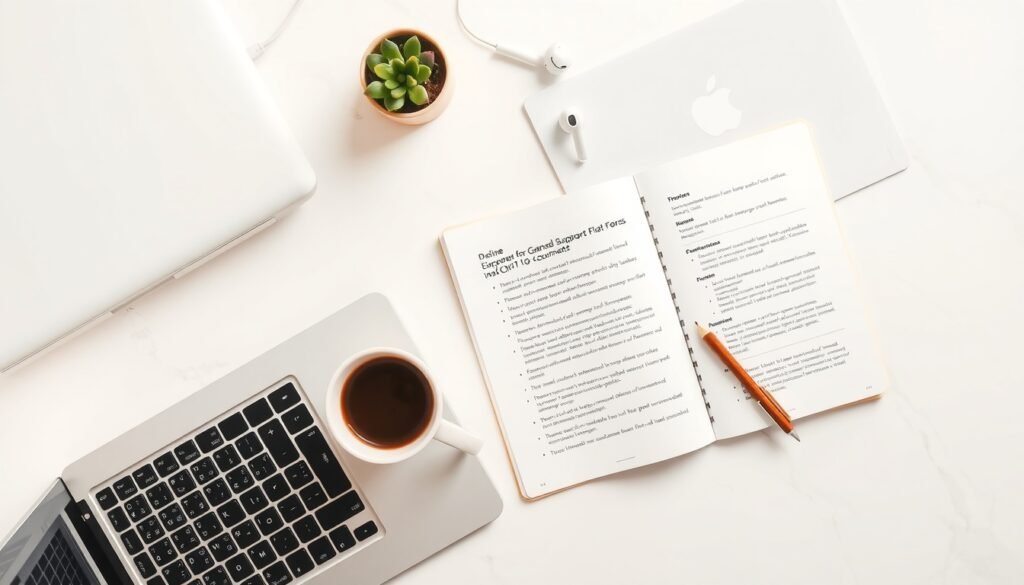 4대보험 - flat lay of Korean government support documents and insurance application forms on white desk, 4대보험 policy concept, overhead view