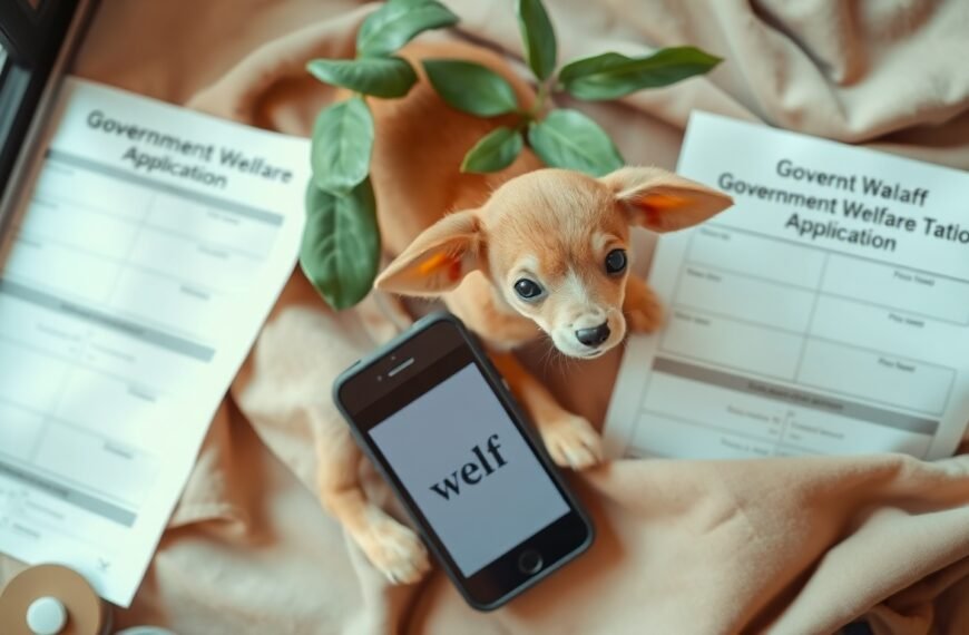 복지로 신청 - flat lay of government welfare application documents and smartphone showing welfare website on white desk, Korea welfare benefits concept