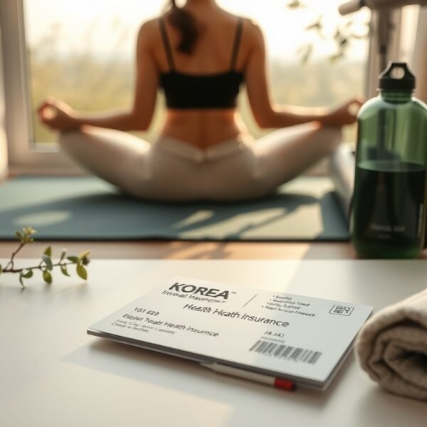 건강보험료 - flat lay of Korean health insurance card and cash on white desk, health insurance fee refund concept