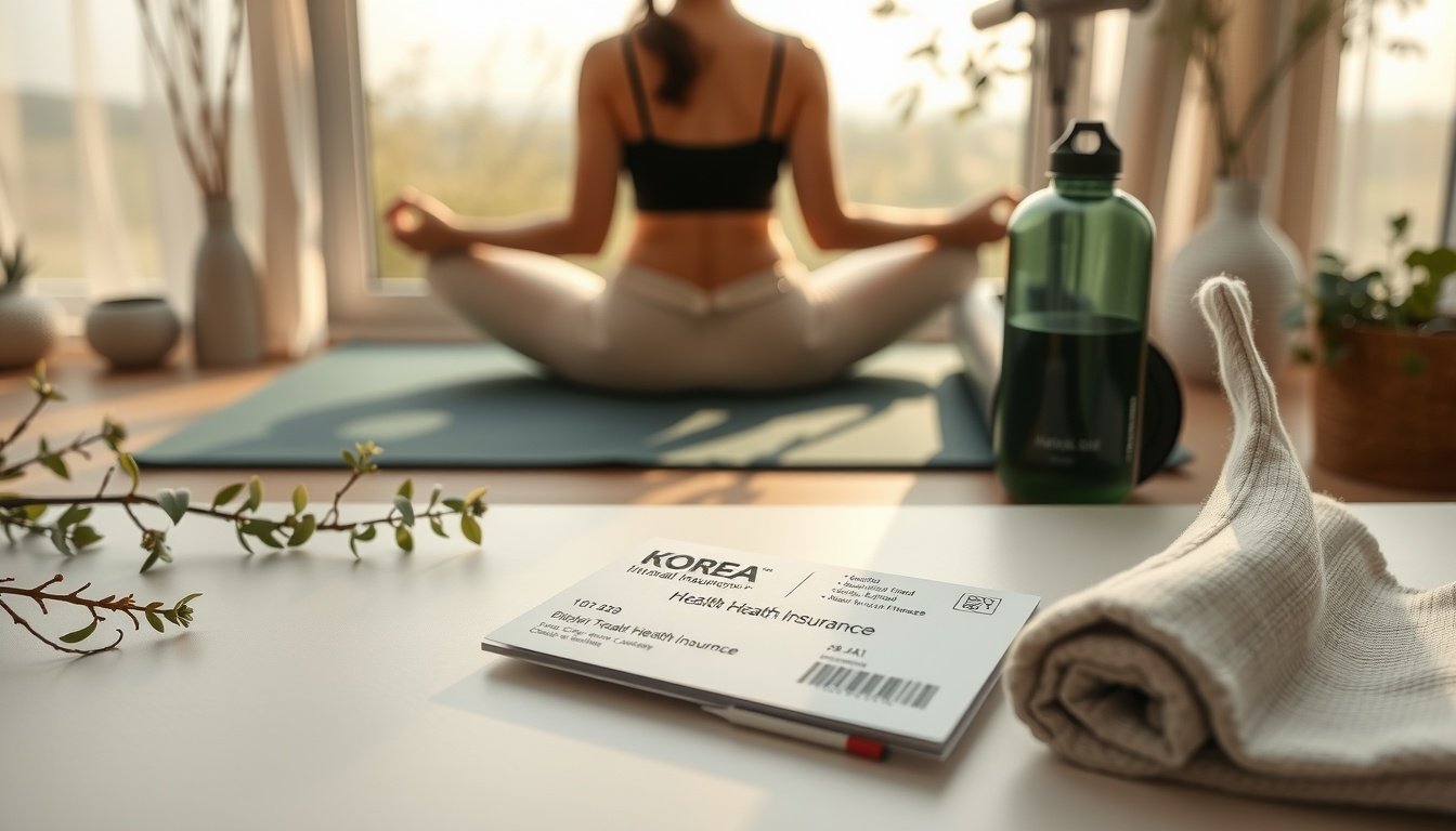 건강보험료 - flat lay of Korean health insurance card and cash on white desk, health insurance fee refund concept