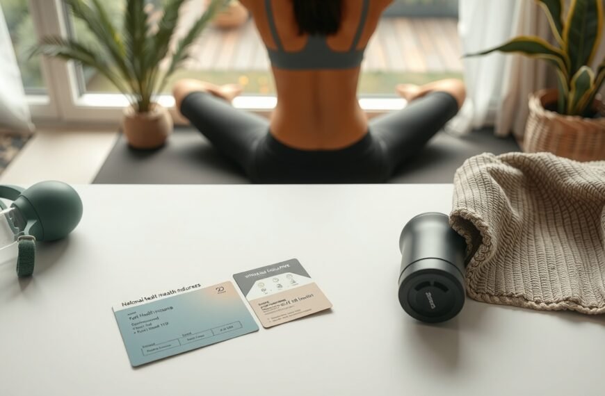 건강보험료 - flat lay of Korean national health insurance card and documents on white desk, health insurance premium support concept