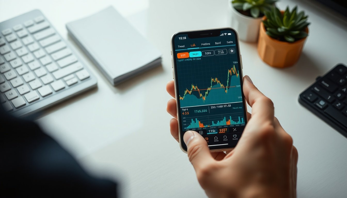 비트코인 - flat lay of bitcoin coin and smartphone showing crypto chart on white desk, bitcoin investment concept