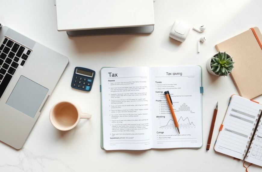 절세 방법 - flat lay of Korean tax documents, calculator, and pen on white desk, tax saving strategy concept