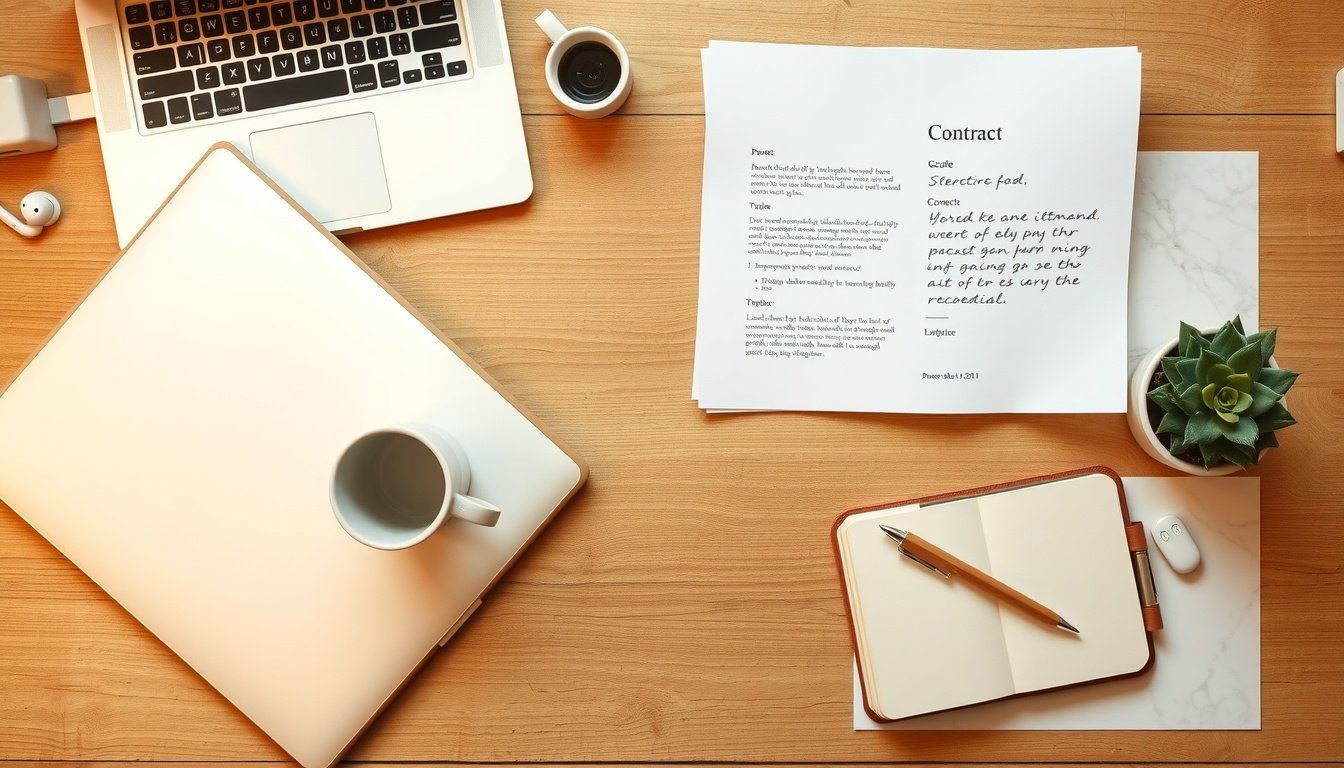 부동산 투자 - flat lay of house key, contract paper, and pen on wooden desk, real estate investment risk concept