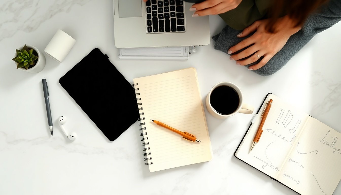 챗지피티 무료버전 - upper body shot of Korean woman with face visible, sitting at desk using ChatGPT free version on laptop screen, natural hands, professional home office setting