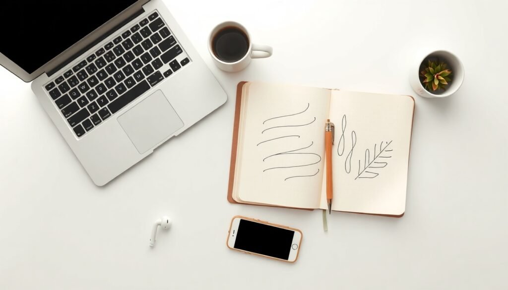 청년 창업 지원금 지원금 - flat lay of notebook, seedling pot, and smartphone on white desk, Korean youth startup support fund concept 2026