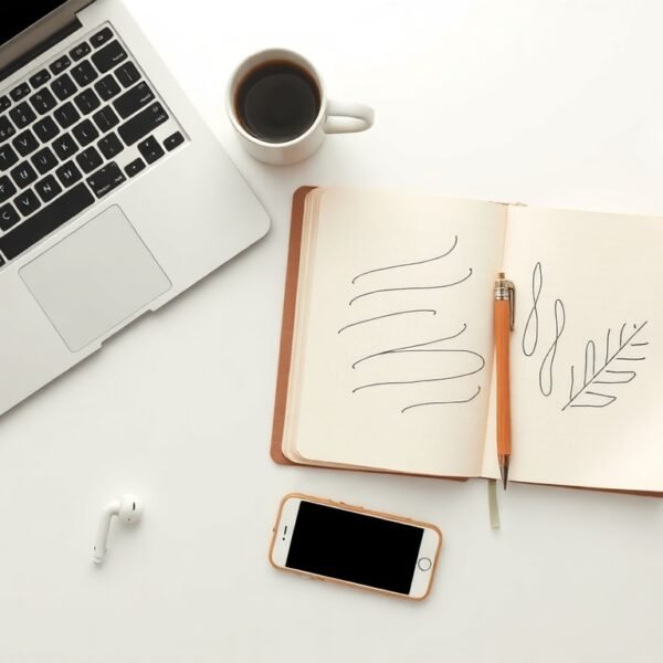 청년 창업 지원금 지원금 - flat lay of notebook, seedling pot, and smartphone on white desk, Korean youth startup support fund concept 2026