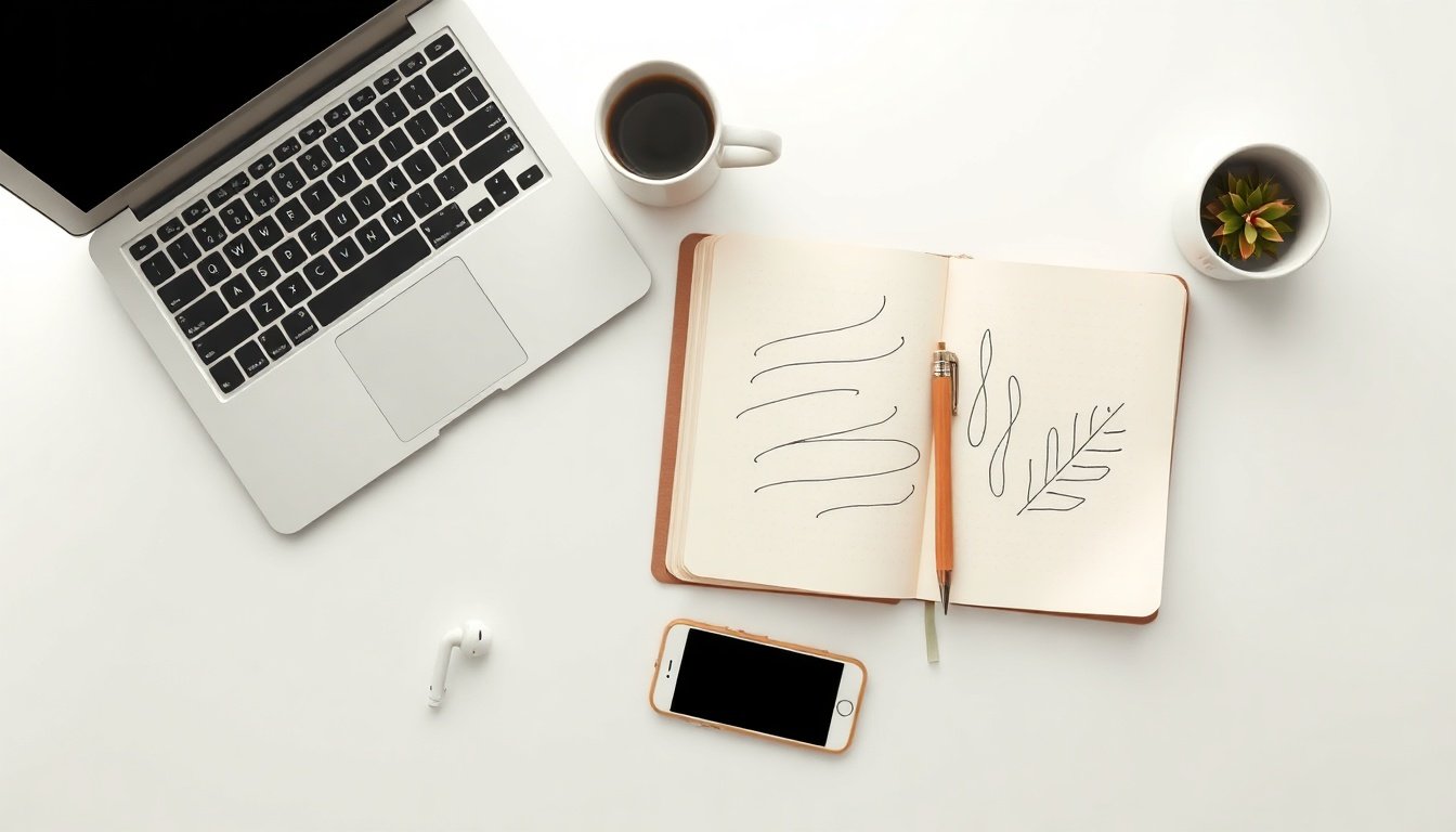 청년 창업 지원금 지원금 - flat lay of notebook, seedling pot, and smartphone on white desk, Korean youth startup support fund concept 2026