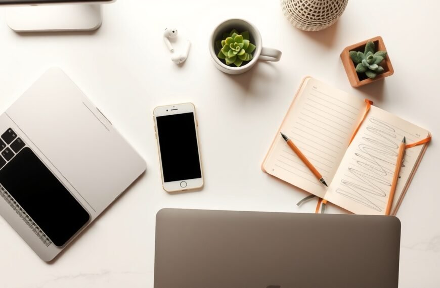 부업 추천 - flat lay of smartphone, laptop, notebook and cash on white desk, side income and extra money concept 2026