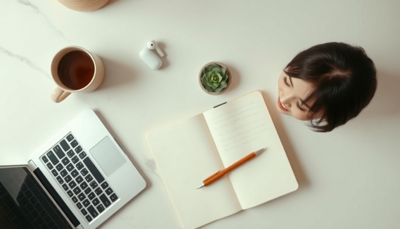 청년 창업 지원금 지원금 - Korean young woman upper body shot with face visible, smiling and reviewing documents at a bright office desk, natural hands, youth startup support concept