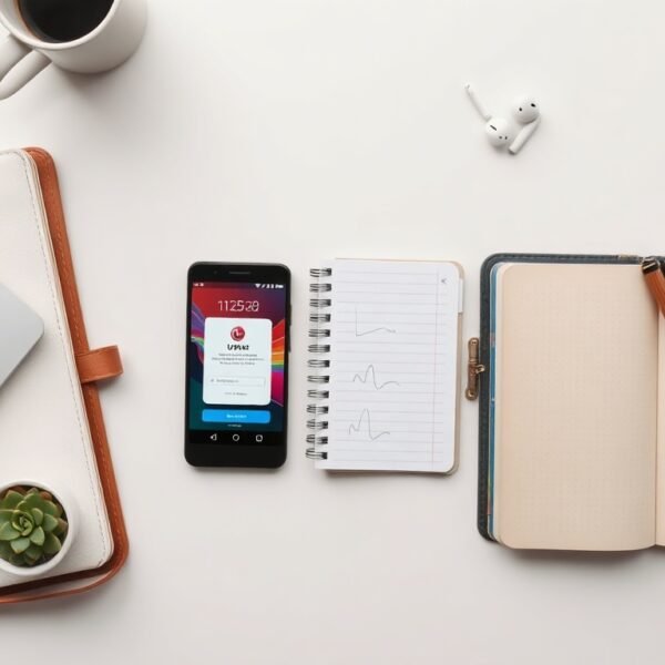 유플러스멤버십 - flat lay of smartphone displaying LG Uplus membership app on white desk, loyalty program concept