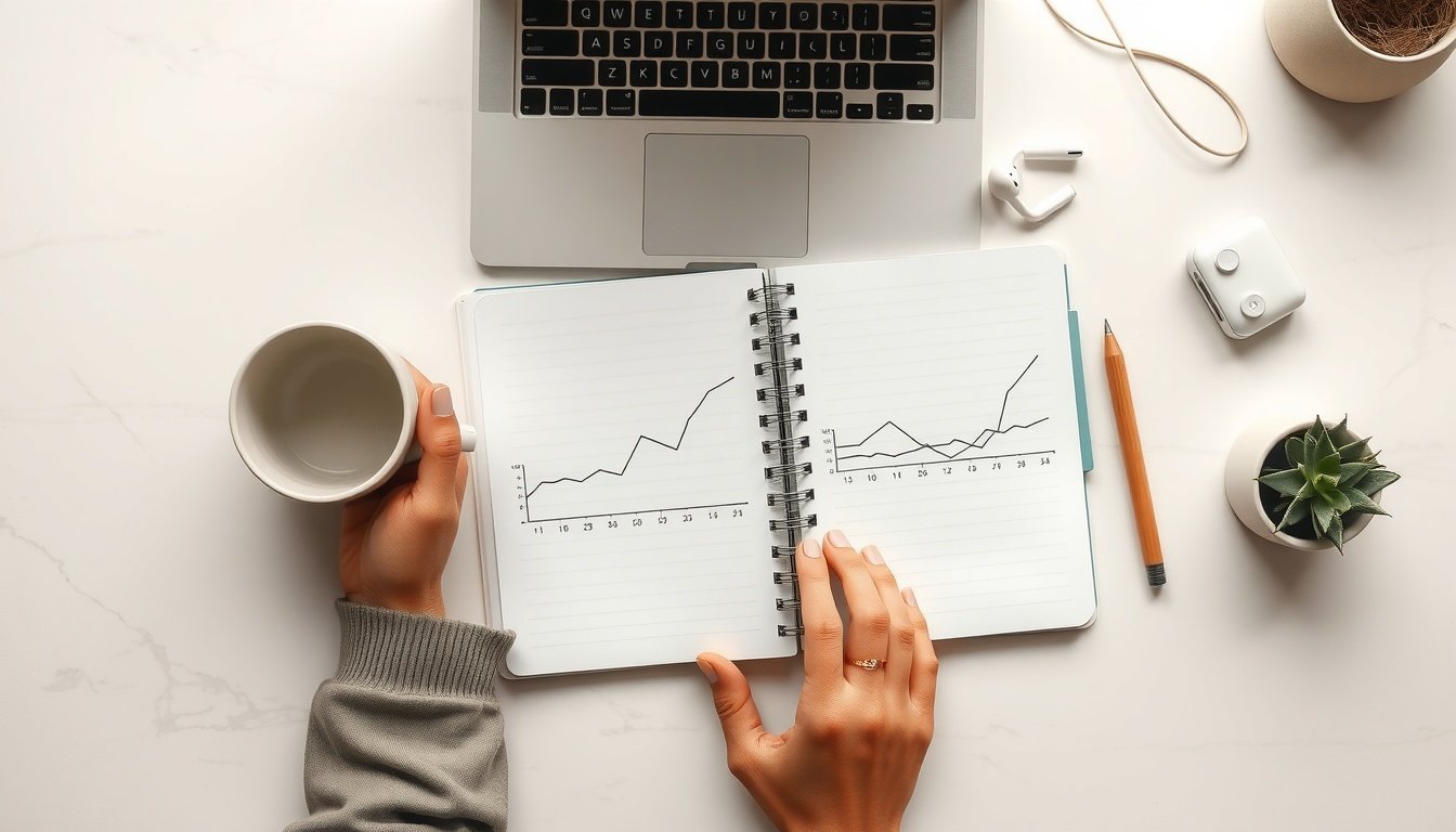 수익 파이프라인 - Korean man upper body shot with face visible, analyzing income pipeline charts on laptop screen, natural hands, professional home office setting