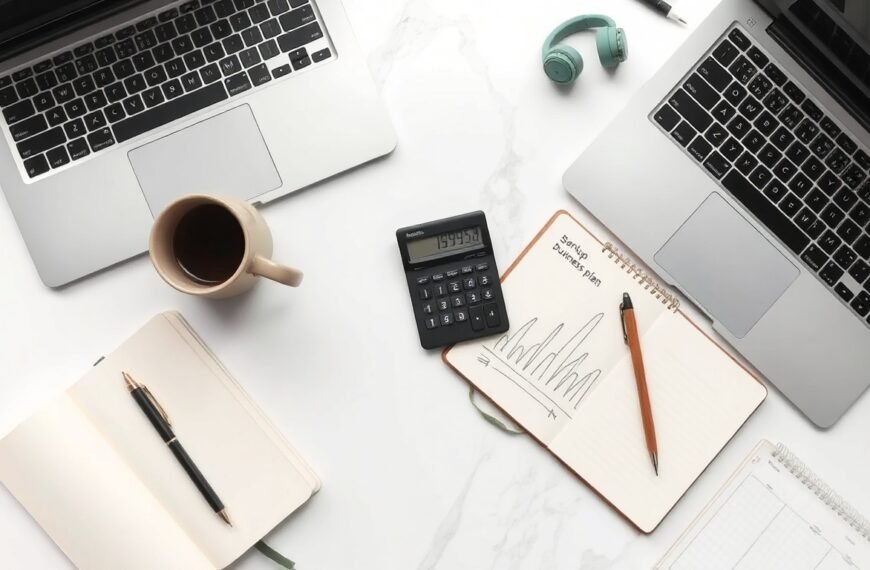 청년 창업 지원금 지원금 - flat lay of startup documents, business plan notebook, and calculator on white desk, youth startup funding concept
