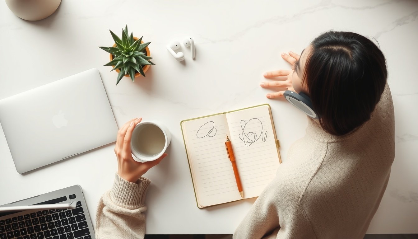 산재보험 - Korean woman upper body shot with face visible, talking on phone with confident expression, workers compensation insurance consultation concept, natural hands