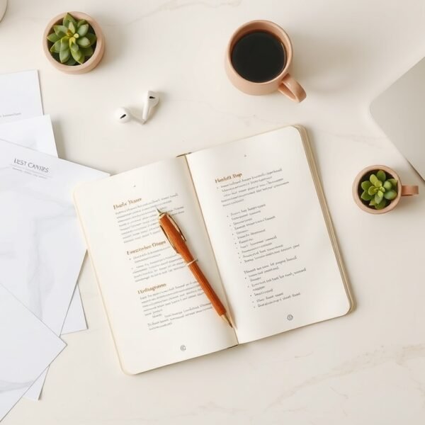 소상공인 지원금 - flat lay of small business owner's desk with documents, calculator, and Korean won banknotes, soho business support concept