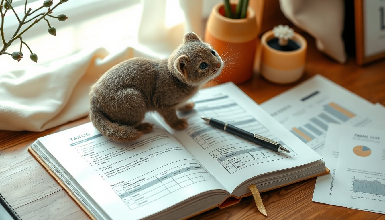 서울시립대 박훈 - flat lay of open tax book, pen, and financial documents on wooden desk, Korean tax education concept