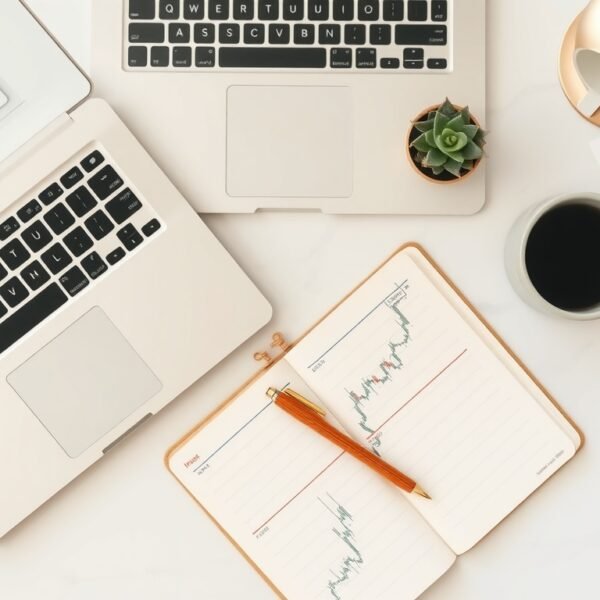 배당주 추천 - flat lay of stock market chart, dividend investment concept, financial documents and calculator on white desk