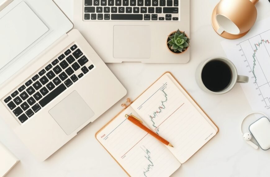 배당주 추천 - flat lay of stock market chart, dividend investment concept, financial documents and calculator on white desk