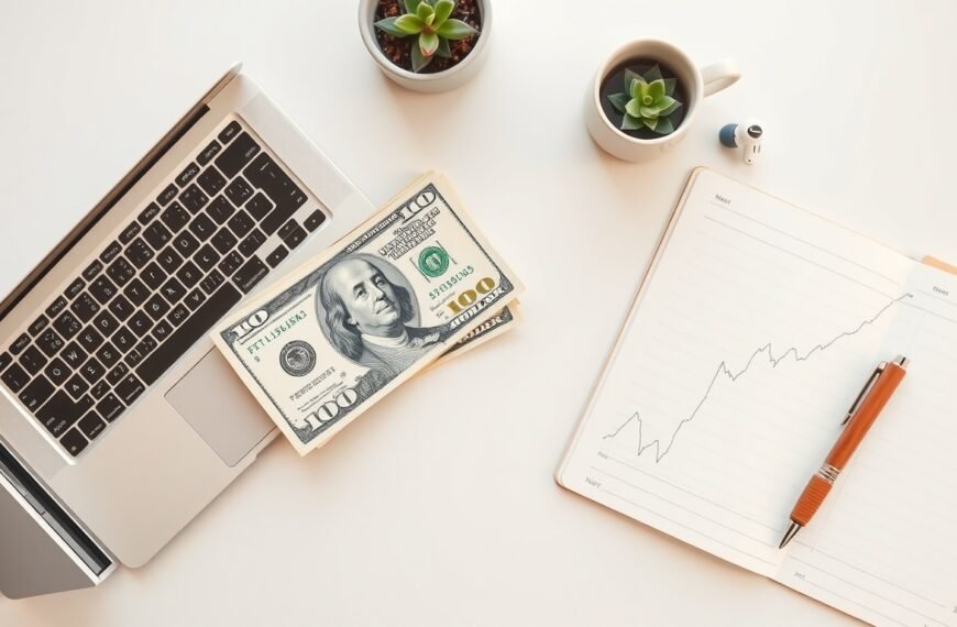 환율 전망 - flat lay of US dollar bills and Korean won on white desk with financial chart, exchange rate forecast concept