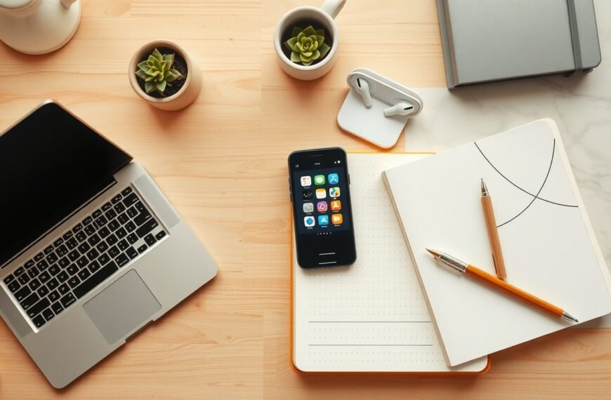 SNS 마케팅 - flat lay of smartphone showing social media icons on wooden desk, SNS marketing strategy concept 2026