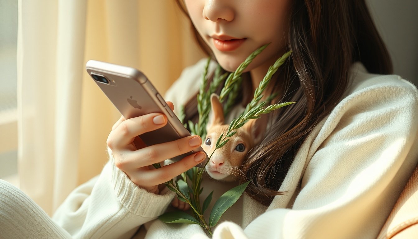청년도약계좌 - Korean young adult upper body shot with face visible, holding smartphone and checking youth savings account application, natural hands, modern background