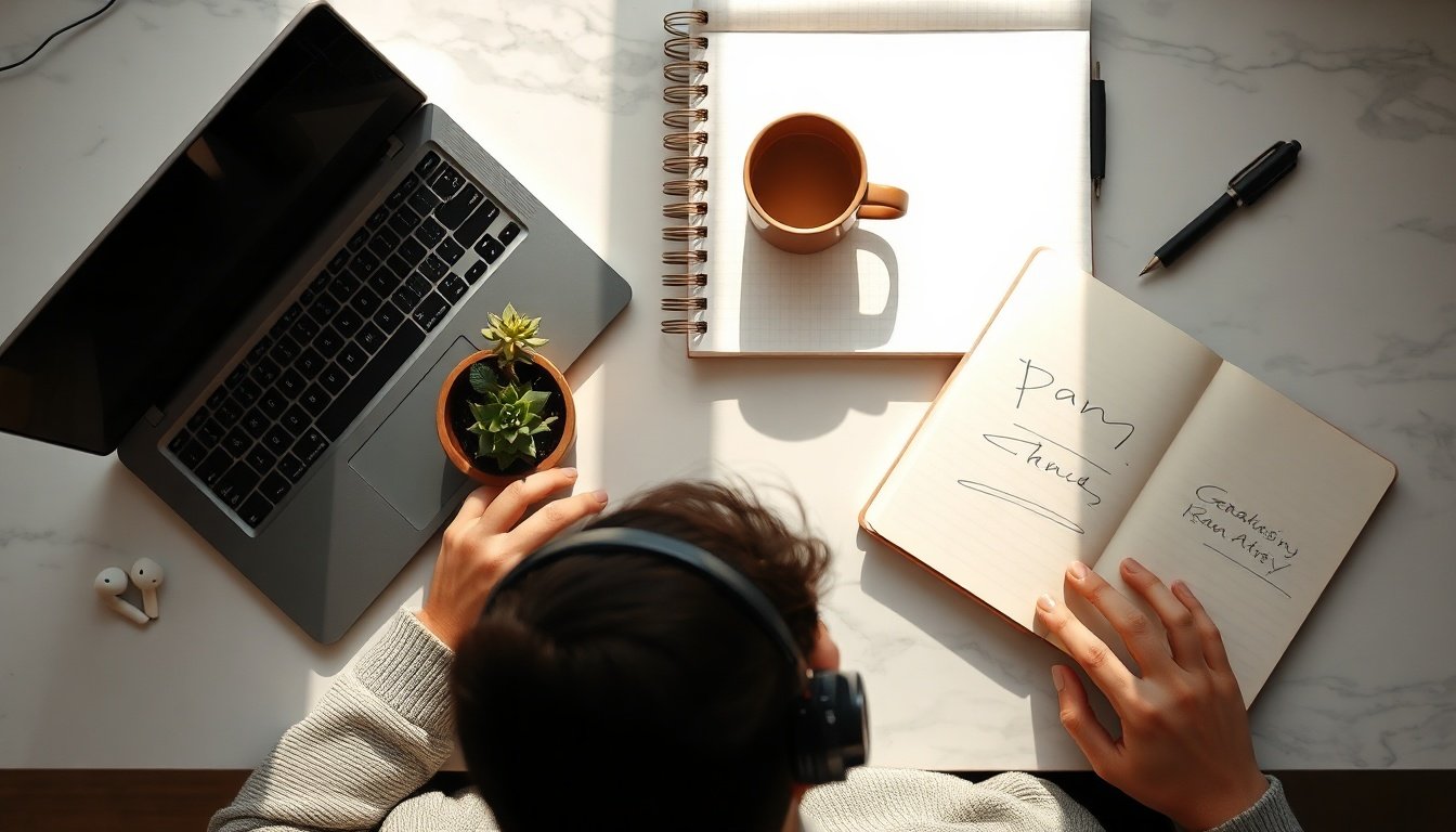 SNS 광고 - Korean small business owner upper body shot with face visible, analyzing SNS advertising performance on laptop screen, natural hands, modern office background