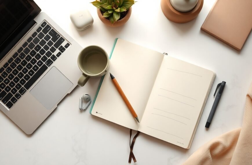 구광모의 사다리 - flat lay of startup notebook, LG logo concept, youth entrepreneurship support program overview on white desk