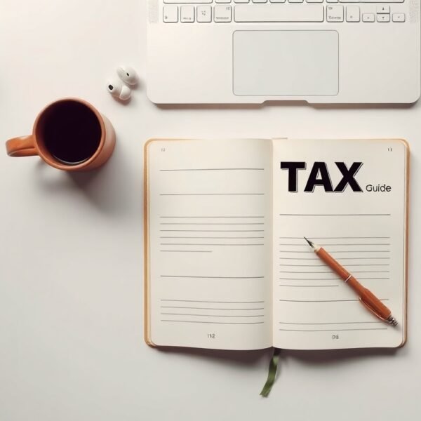박훈 서울시립대 - flat lay of tax book and notebook on white desk, Korean tax guide concept with pen and calculator