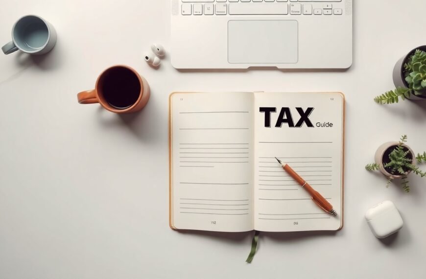 박훈 서울시립대 - flat lay of tax book and notebook on white desk, Korean tax guide concept with pen and calculator