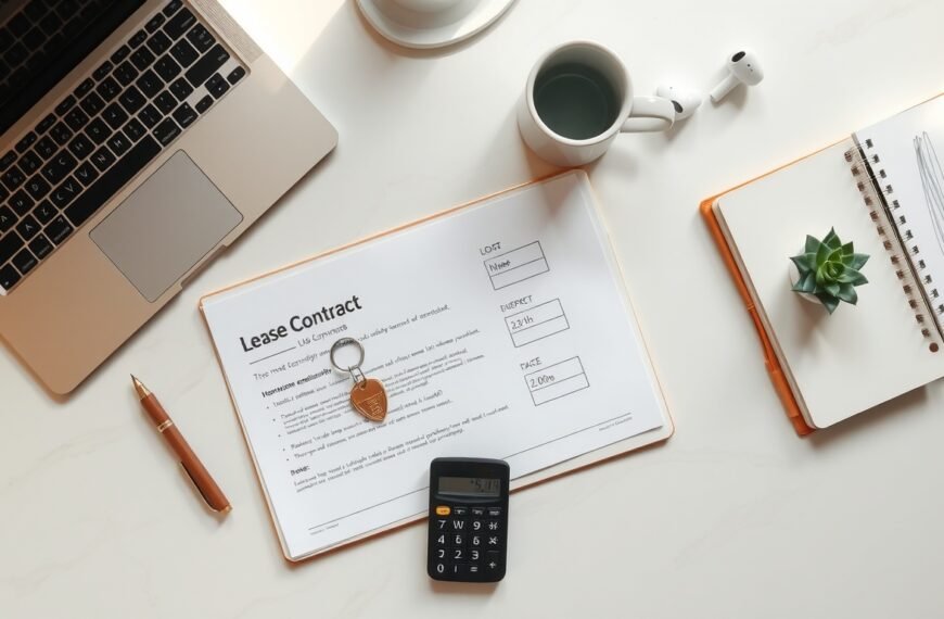 전세 대출 - flat lay of Korean apartment lease contract document, house key and calculator on white desk, jeonse loan concept