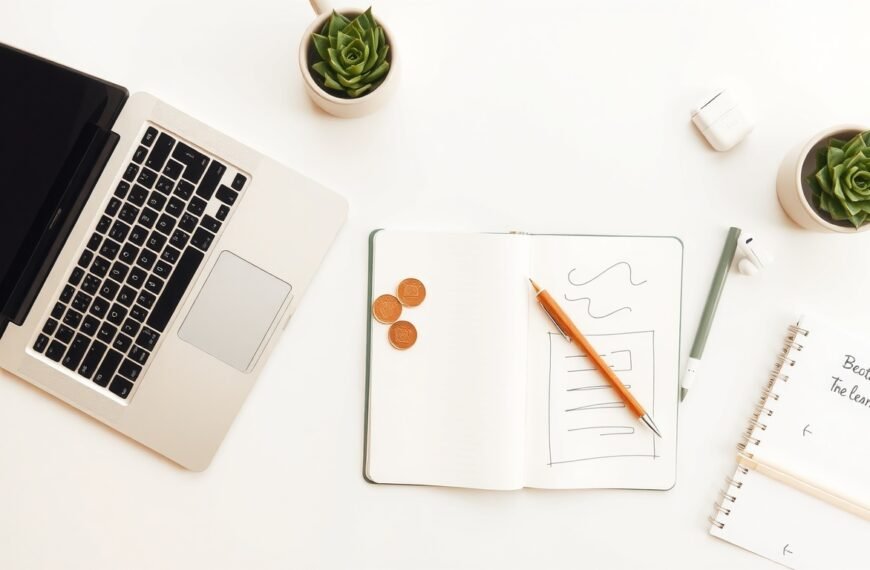 거창군 자립 - flat lay of business startup documents, coins, and notebook on clean white desk, Korean youth self-reliance support fund concept