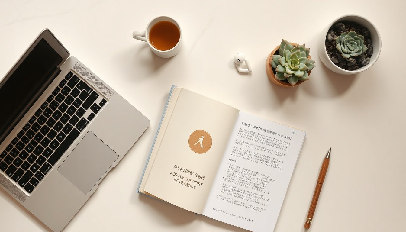 장애인 지원금 - flat lay of Korean government support documents and disability welfare booklet on white desk,장애인 지원금 concept