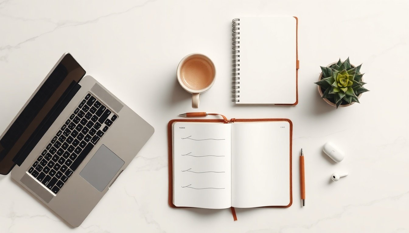 한국투자금융그룹 초기 - flat lay of startup business documents and investment portfolio on white desk, Korea Investment Holdings startup support program concept